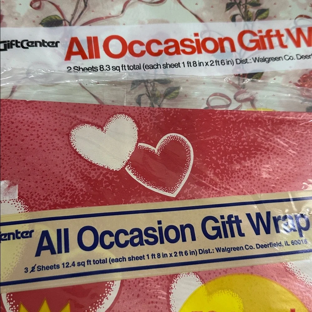 Lot Of 11 Packages Of Various Gift Wrap Wrapping Paper Sheets Vtg Retro 80’s 90s